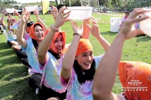 Water transporter challenge outdoor team building game for corporate events Rayong Beach Thailand