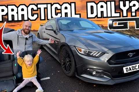 Mustang GT 5.0 V8 UK as a Dad Car? Child Seats Rear Seat Practicality Test MPG Running Cost Review